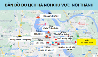 Bản đồ du lịch Hà Nội 2023 mới nhất về vị trí từng địa điểm