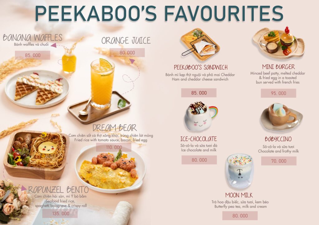 peekaboo cafe – quán cà phê đa dạng phù hợp với mọi lứa tuổi