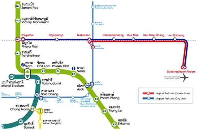 di chuyển từ sân bay suvarnabhumi về trung tâm bangkok bằng airport rail link