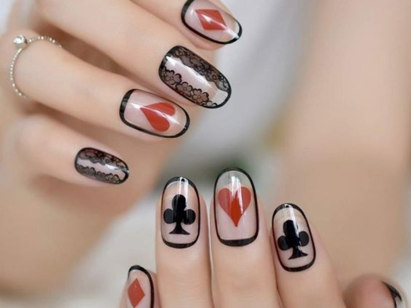 nail đẹp, top 15+ mẫu nail hình lá bài độc lạ được yêu thích nhất
