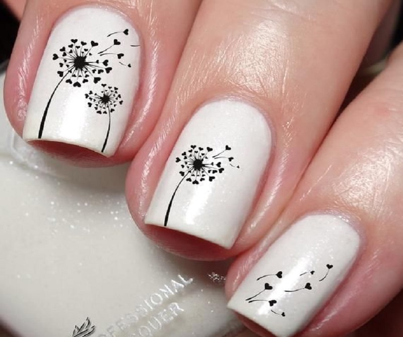 nail đẹp, top 10+ mẫu nail hoa bồ công anh thanh lịch, quý phái