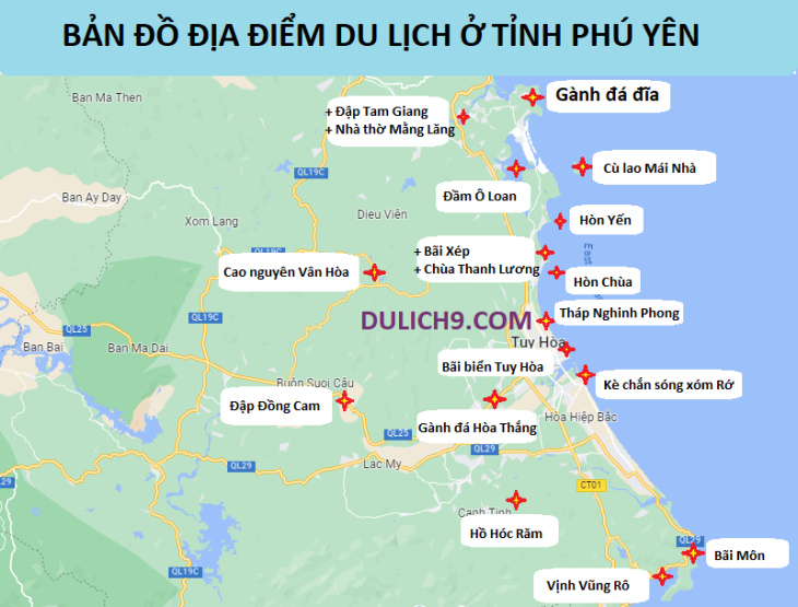Bản đồ du lịch Phú Yên 2023 bằng hình ảnh cực dễ hiểu
