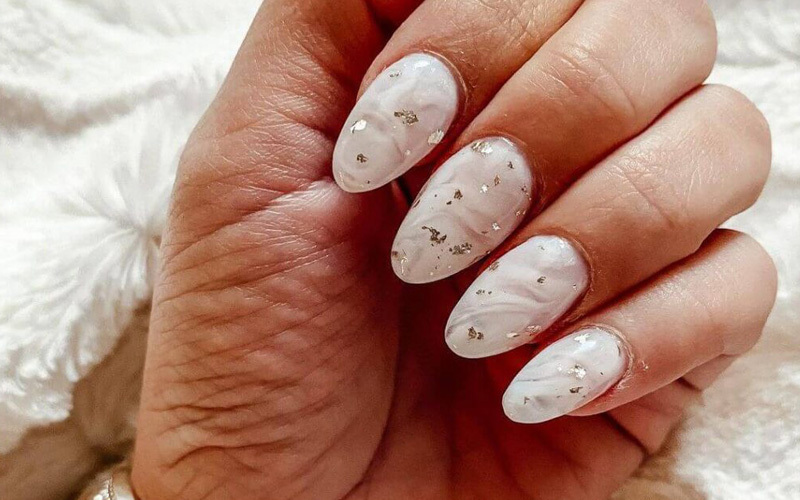 nail đẹp, top 20+ mẫu nail màu trắng gạo đẹp và sáng tay