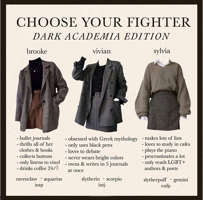 dark academia là gì? phối đồ phong cách dark academia quý tộc