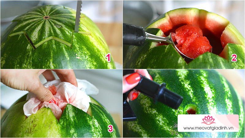 Cách làm bình nước từ quả dưa hấu