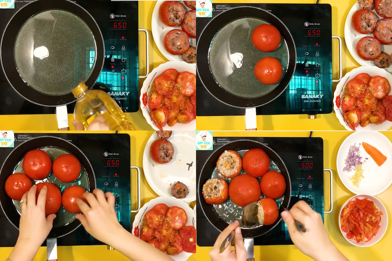 cà chua, các món ngon từ cà chua, công thức nấu ăn, thịt heo, cà chua nhồi thịt sốt cà ngon miệng cho ngày mưa cực kì đơn giản