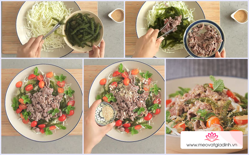 bắp cải, các món salad, công thức nấu ăn, rong nho, salad bắp cải rong nho, hướng dẫn làm salad bắp cải rong nho giòn ngon lạ miệng mà lại tốt cho sức khỏe