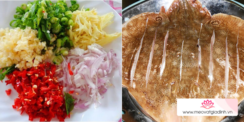 cá đuối, cá đuối nướng mỡ hành, các món nướng, công thức nấu ăn, cách làm cá đuối nướng mỡ hành ngon tê tái