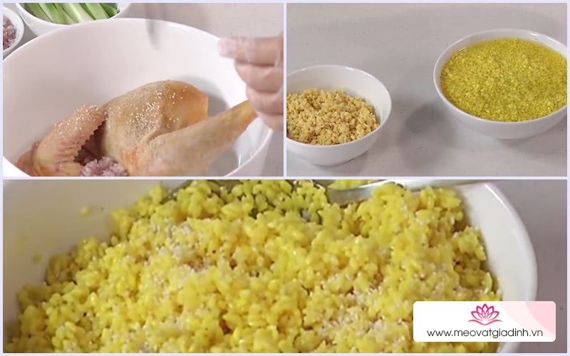 Cách làm xôi gà đậu xanh thơm dẻo đơn giản tại nhà