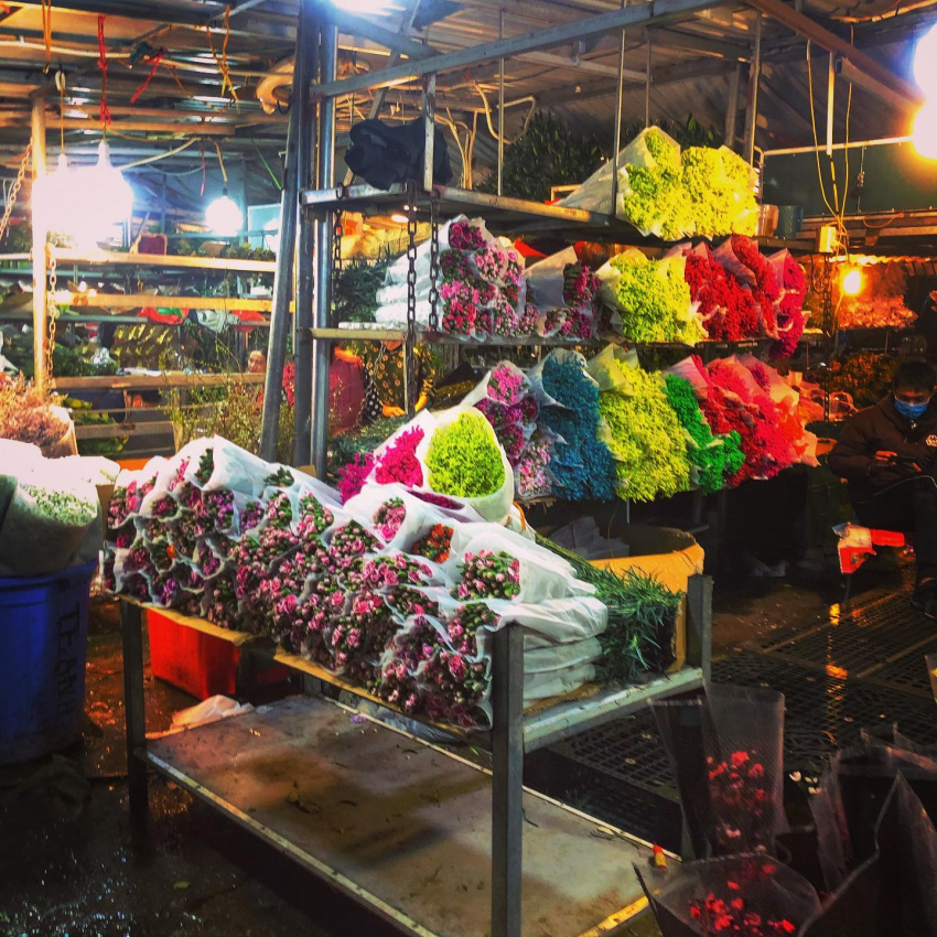 chợ hoa quảng bá: thiên đường hoa rực rỡ tại hà nội mở xuyên đêm