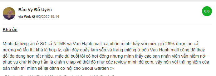 review seoul garden chi tiết về không gian, menu, giá cả