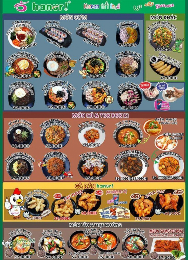 review hanuri korean fast food: review menu giá cả, kinh nghiệm ăn uống a-z