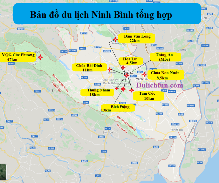 Bản đồ du lịch Ninh Bình 2022 gồm điểm tham quan, ăn uống