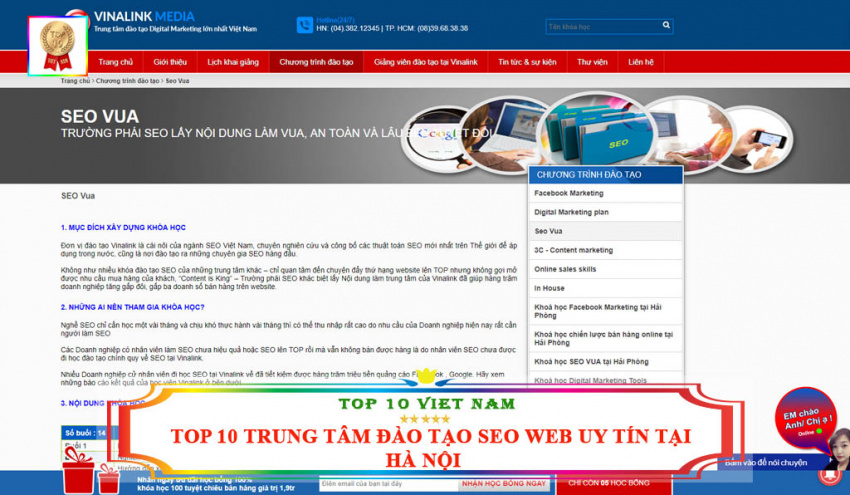 top 10 trung tâm đào tạo seo web uy tín tại hà nội