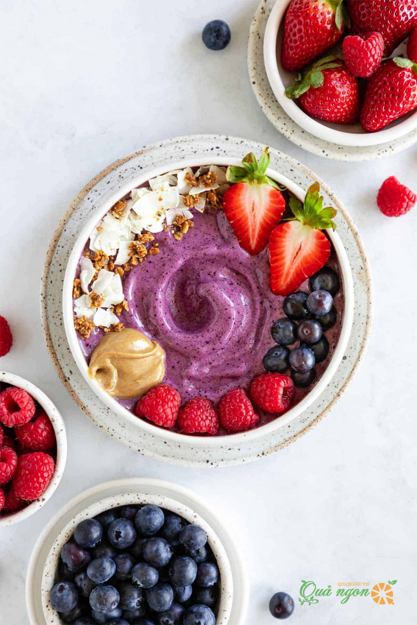 bát sinh tố berry, cách làm, cách làm bát sinh tố berry cho bữa sáng healthy