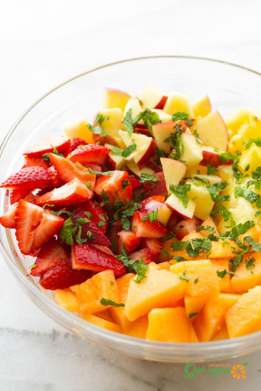 salad trái cây bạc hà, công thức, công thức làm salad trái cây với bạc hà