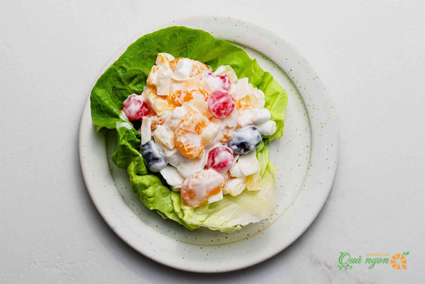 salad trái cây ambrosia, cách làm, cách làm salad trái cây ambrosia với sốt kem chua