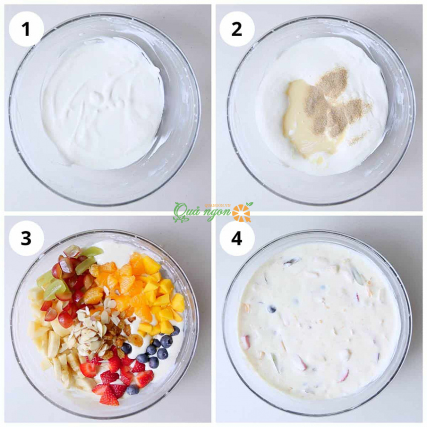 salad trái cây ấn độ, công thức, công thức salad trái cây ấn độ với sữa đặc và kem