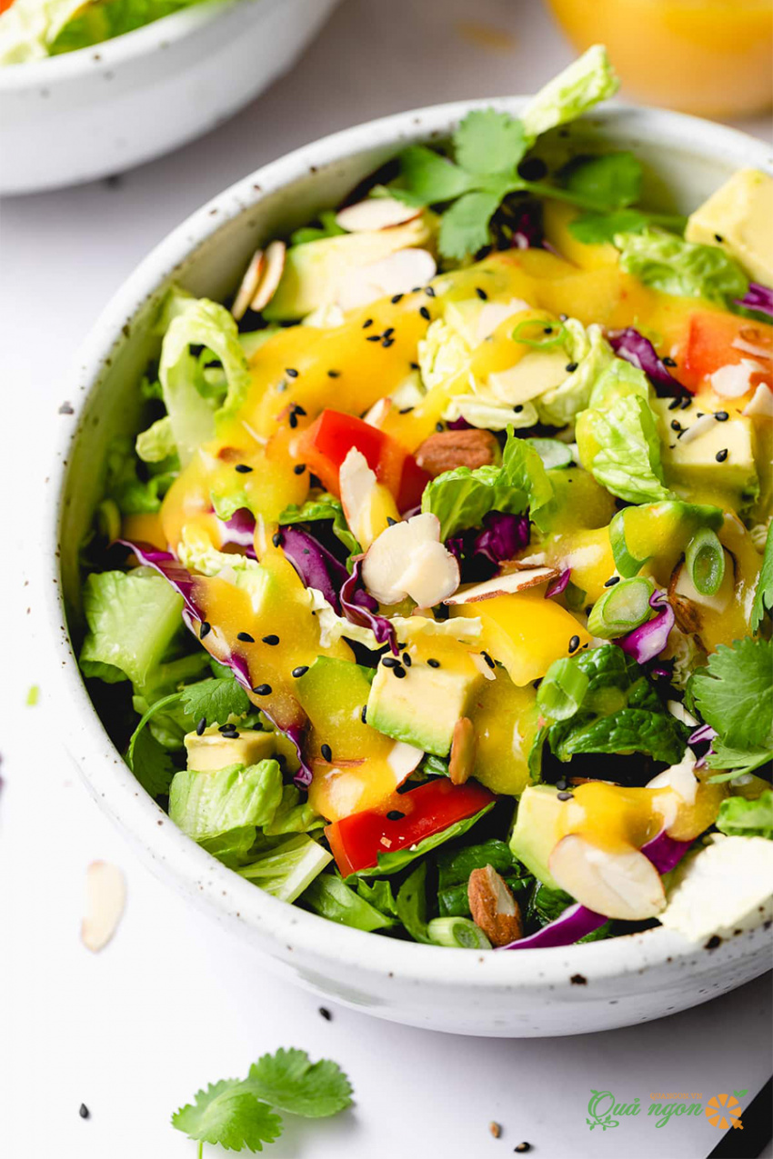 salad rau củ quả, cách làm, cách làm salad rau củ quả sốt xoài cay
